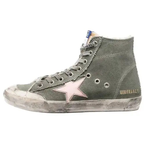 Golden Goose Francy High top Canvas Shoes Women's Green Distressed