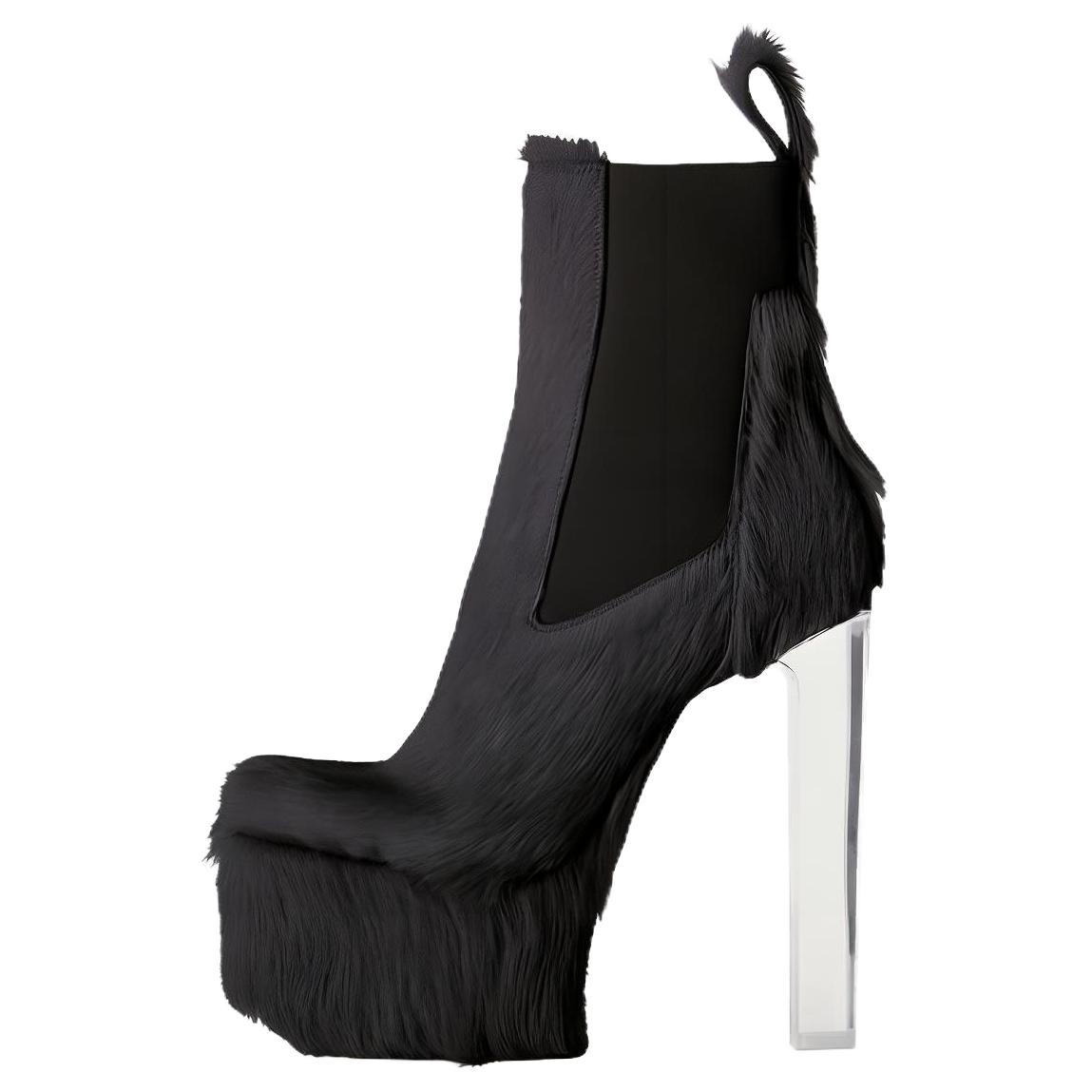RICK OWENS/RO Runway Calfskin Chelsea Boots Women's Black