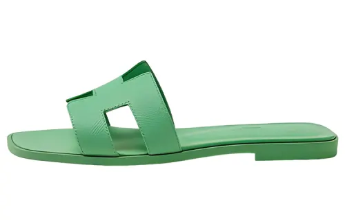 HERMES Oran Sandal Vert Pomme Epsom Calfskin Leather