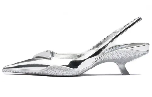 PRADA Chunky Heel Stylish Sandal Women's Silver