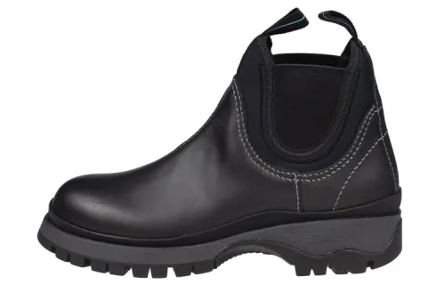 PRADA Leather Short Chelsea Boots 6CM Women's Black