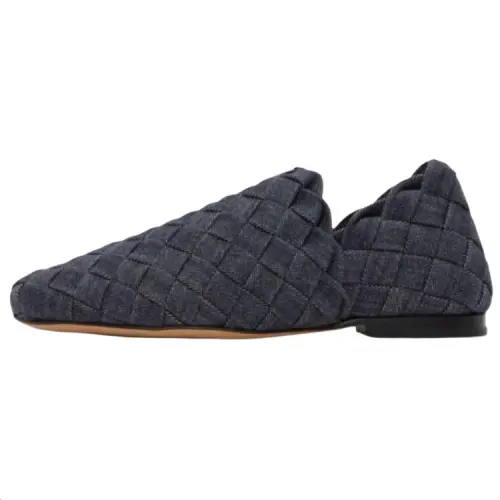 Bottega Veneta Mattelassé Denim Casual Shoes Men's Navy Blue