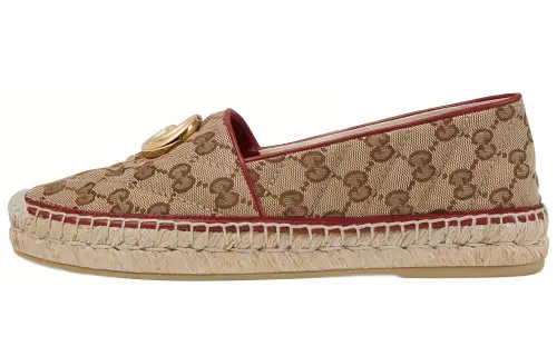 GUCCI Women's Espadrilles 'GG Matelassé Brown Cherry Red' Women's