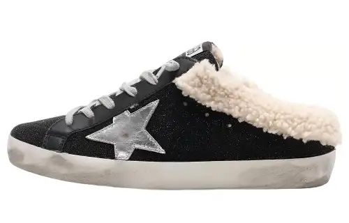 Golden Goose Leather Skateboard Shoes Women's Black Distressed