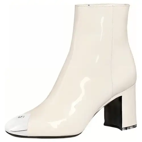LOUIS VUITTON Louise Cow Leather Ankle Boots Women's White