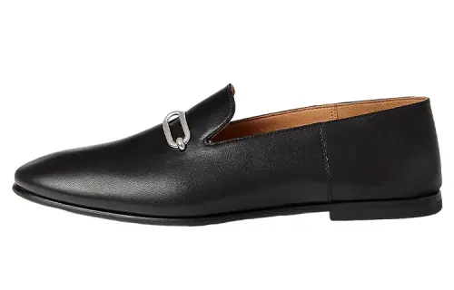 HERMES Gentleman Leather Men's Casual Shoes Men's Black