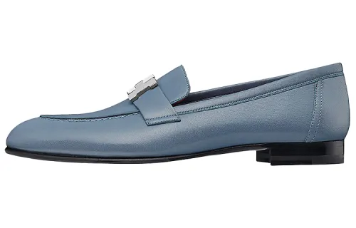 HERMES PARIS Leather Casual Shoes Women's Haze Blue