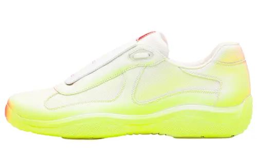 Cass x PRADA Rel3ase Leather Flat Low top Athletic Shoes Unisex Fluorescent Yellow Pink Gradient