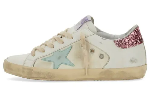 Golden Goose Super Star Leather Low top Stylish Skateboarding Shoes Women's White Distressed
