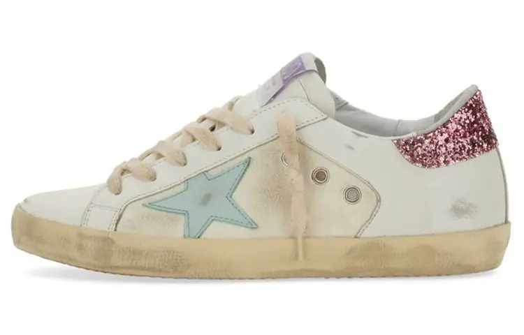 Golden Goose Super Star Leather Low top Stylish Skateboarding Shoes Women's White Distressed