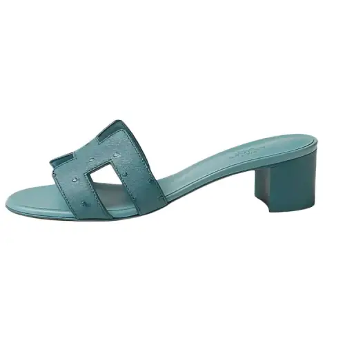 HERMES Oasis Slide Slippers 5cm Women's Green