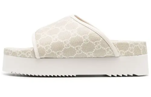 GUCCI Slide Slippers Women's Beige