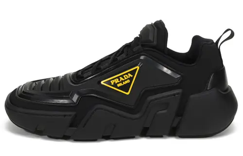 PRADA Fabric Rubber Low top Sports Casual Shoes Men's Black
