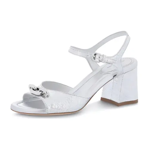 LOUIS VUITTON Edge Leather One Strap Sandals 6.5cm Women's Silver