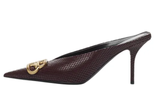 Balenciaga Knife Slim Heel Closed Toe Slippers 8cm Women's Burgundy