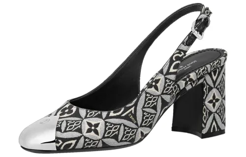 LOUIS VUITTON Louise Block Heel High Heels 7.5cm Women's Black