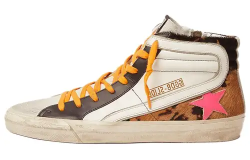 Golden Goose Slide Leather Stylish Skateboarding Shoes Men's Beige Brown