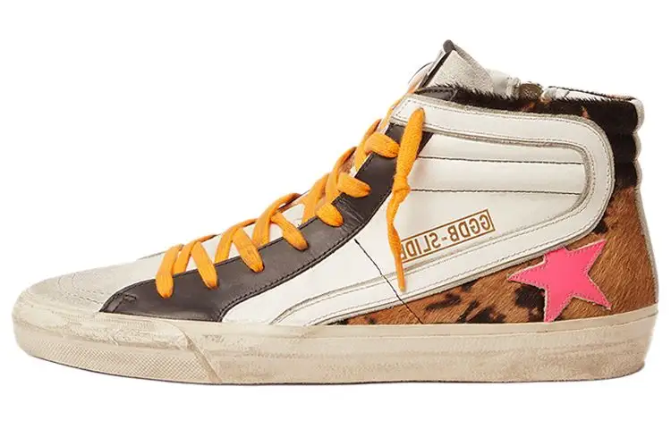 Golden Goose Slide Leather Stylish Skateboarding Shoes Men's Beige Brown