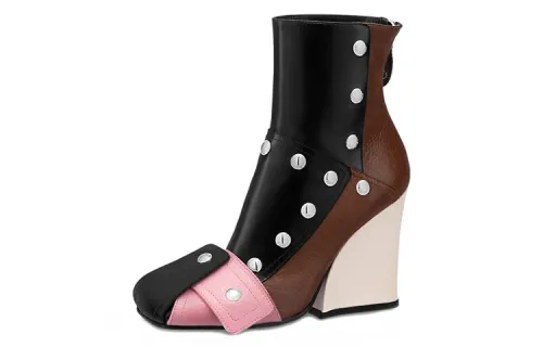 LOUIS VUITTON Patti Ankle Boots Women's Black Pink