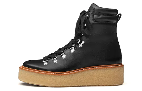 HERMES Discovery Leather Ankle Boots Women's Black
