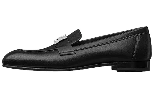 HERMES PARIS Sheepskin Women's Casual Shoes Women's Black