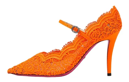GUCCI Orange Virginia 95 Lace Pumps