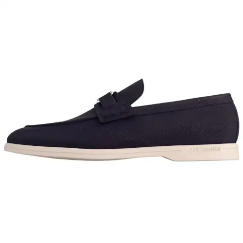 LOUIS VUITTON Estate Calfskin Loafers Men's Marine Blue