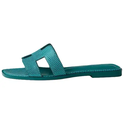 HERMES Oran Slide Slippers Women's Peacock Green