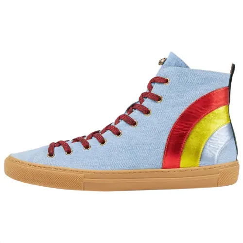 GUCCI Denim High top Canvas Shoes Men's Blue