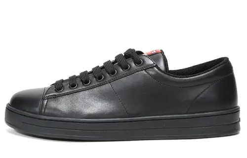 PRADA Leather Low top Skateboard Shoes Men's Black