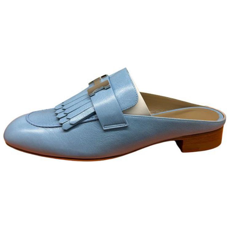 HERMES Rivoli Closed Toe Slippers Women's Blue