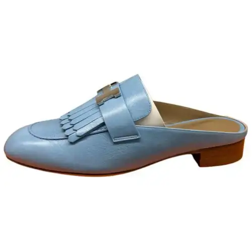 HERMES Rivoli Closed Toe Slippers Women's Blue
