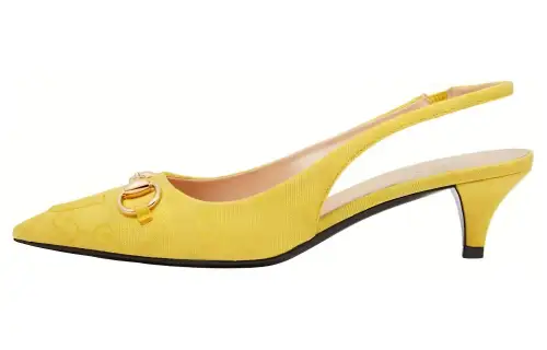 GUCCI Horsebit Slim Heel High Heels 4.5cm Women's Yellow
