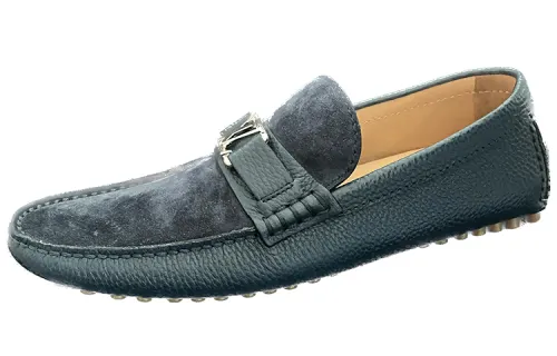 LOUIS VUITTON Leather Casual Shoes Men's Blue