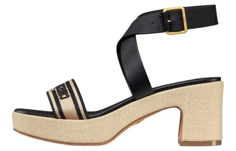 DIOR Dway One Strap Sandals 7cm Women's Black