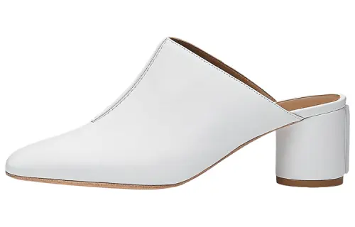 HERMES Detail Müller Quiet Closed Toe Slippers Women's White