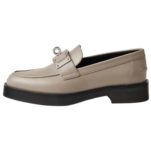 HERMES Hot Calfskin Loafers 3.3cm Women's Gray