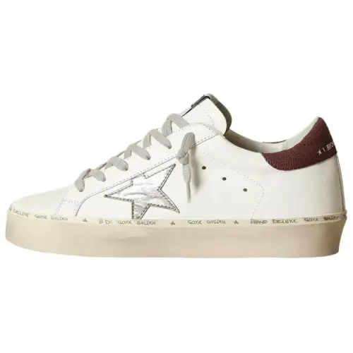 Golden Goose Hi Star Leather Stylish Skateboarding Shoes Women's White Distressed