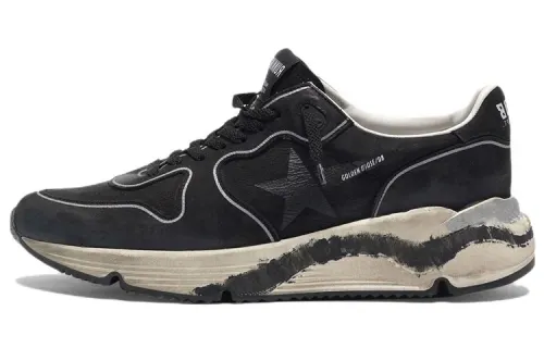 Golden Goose Running Sole Cow Leather Low top Casual Shoes Men's Black Distressed