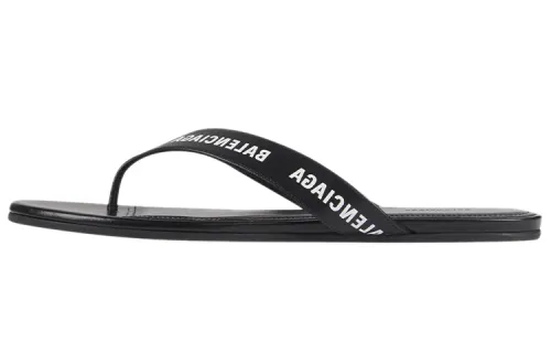 Balenciaga Round Printing Calfskin Sandals Black Women's