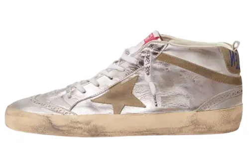 Golden Goose Laminated Star And Wave Mid-top Sneakers
