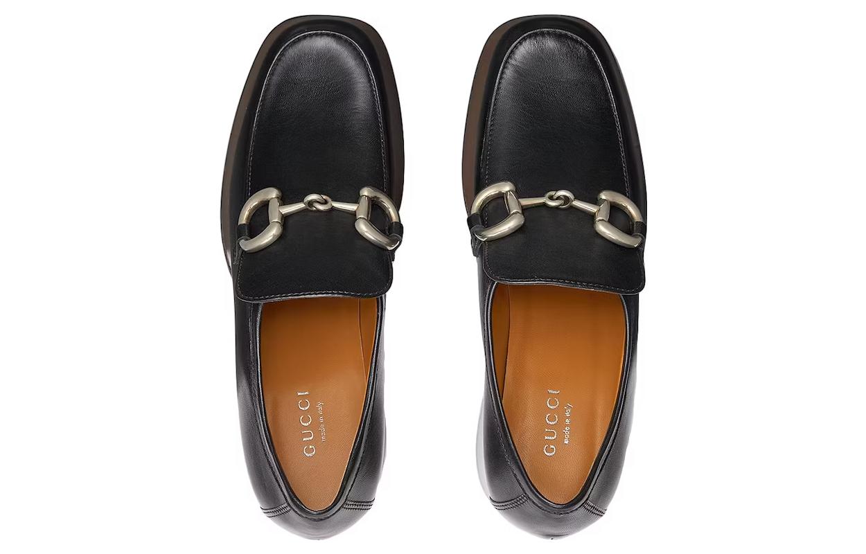 GUCCI Platform Horsebit Loafer Black Brown Women's