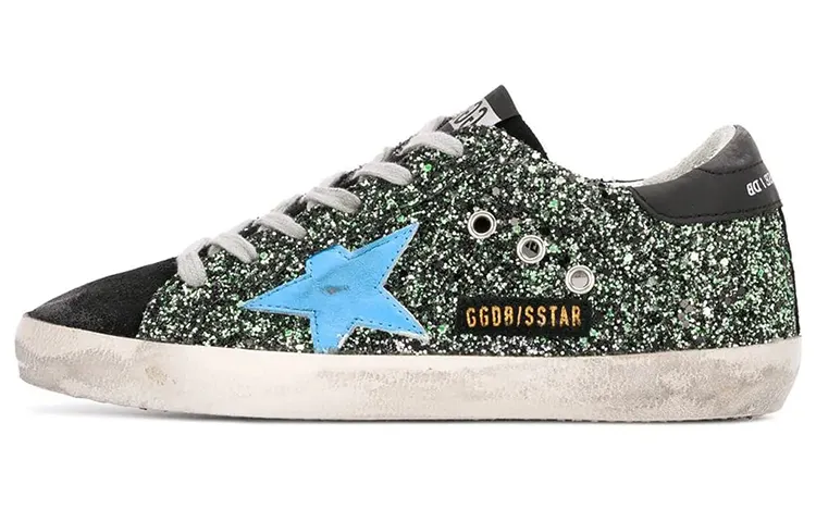 Golden Goose Super Star Skateboard Shoes Women's Low Top Black Gold