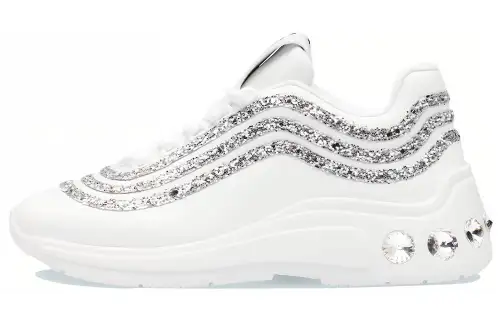 MIU MIU Cow Leather Low top Casual Shoes Women's White Silver