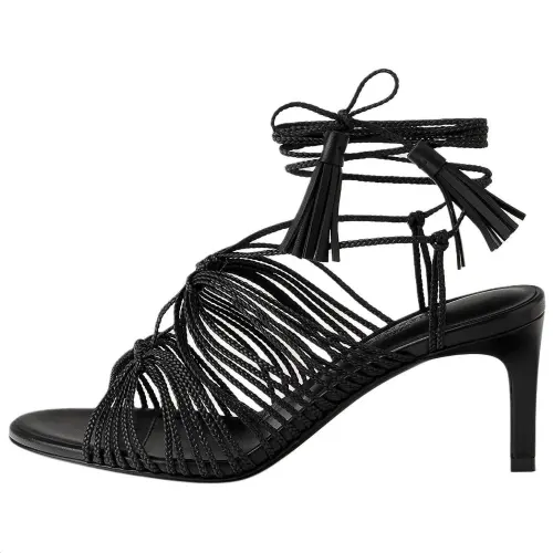 HERMES Karma Leather One Strap Sandals 7cm Women's Black