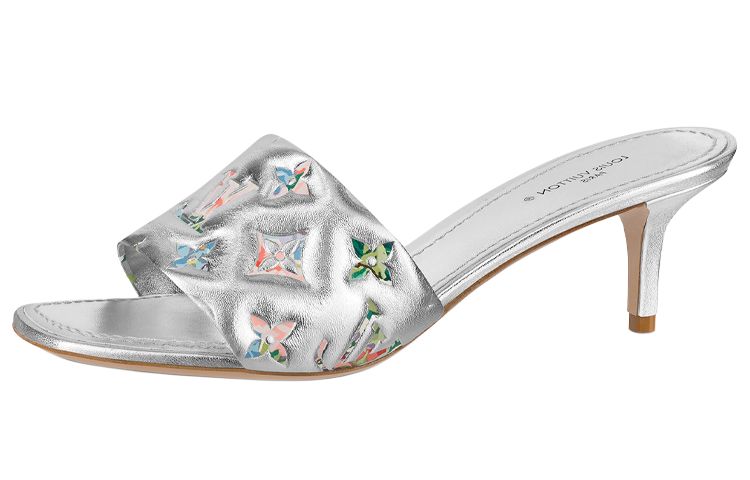 LOUIS VUITTON Revival Slide Slippers Women's Silver