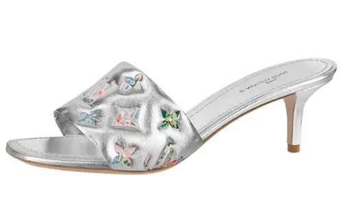 LOUIS VUITTON Revival Slide Slippers Women's Silver