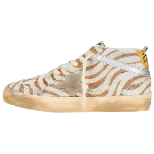 Golden Goose Mid Star Mid top Stylish Skateboarding Shoes Men's Ecru