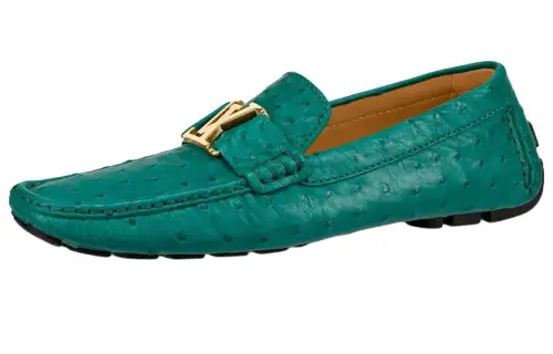 LOUIS VUITTON Monte Carlo Ostrich Leather Casual Shoes Women's Green