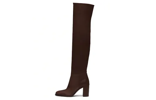 PRADA Pu Knee High Boots 8.5m Women's Umber